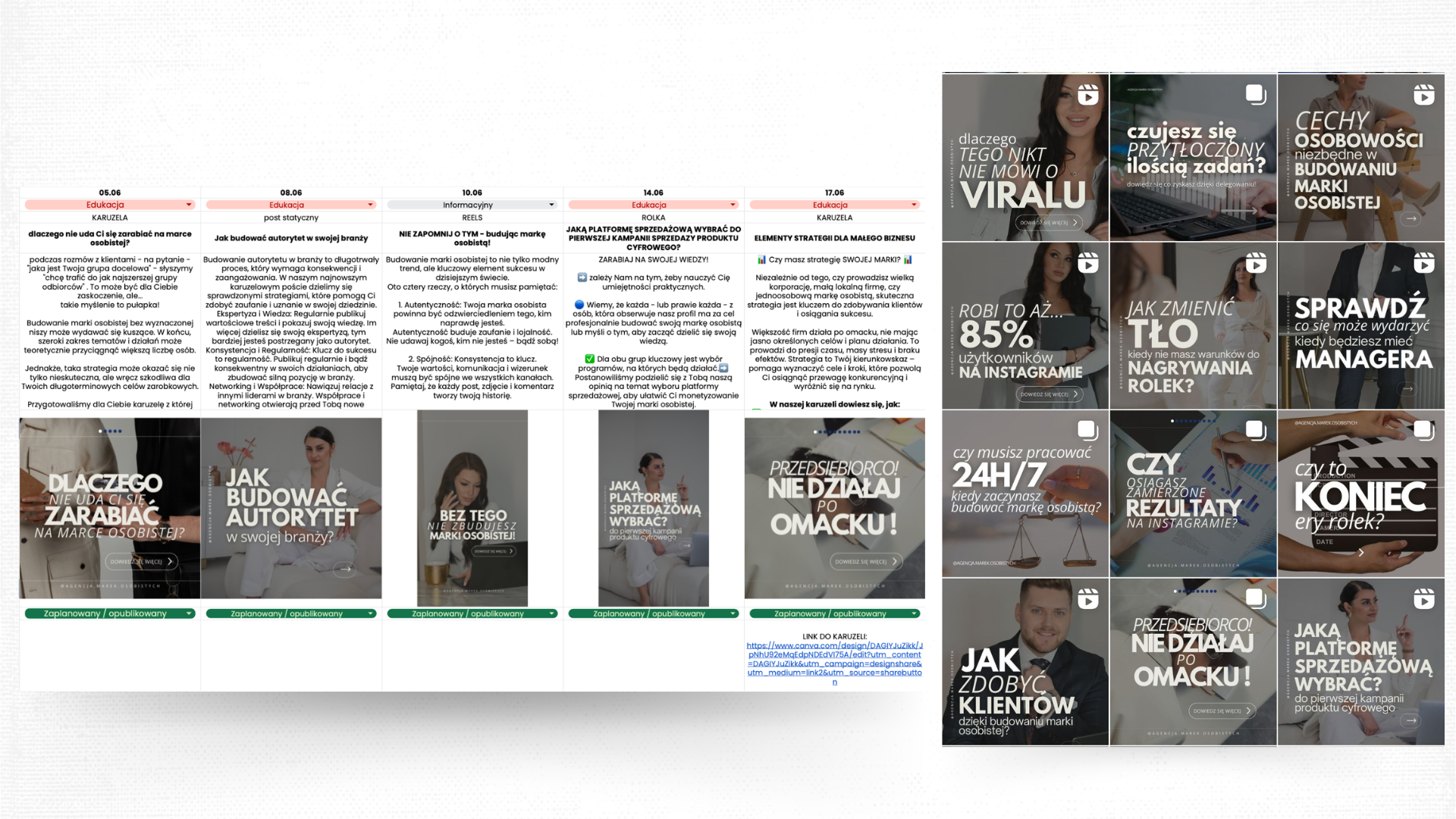 Harmonogram publikacji i działań reklamowych